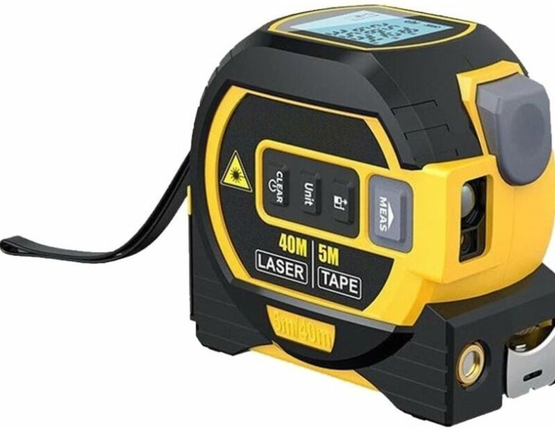 3-in-1-Laserbandmaß, digitales Laser-Entfernungsmessgerät mit LCD-Display, 40 m/131 Fuß Lasermessung, 5 m/16 Fuß Bandmes...