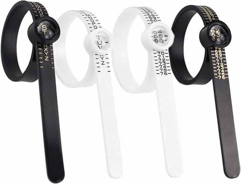 4-teiliges Ringgrößenmessgerät, Ringgrößenmesser, Fingergrößengürtel, Ringgrößenmesser mit Lupe, verstellbares Ringgröße...