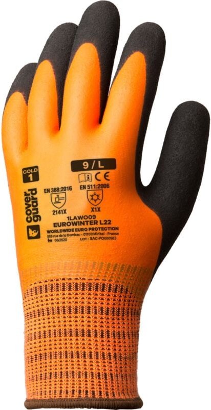 Set aus 5 - EUROWINTER L22 gefütterte Acryl-Doppelschicht-Latex-Handschuhe Größe 11