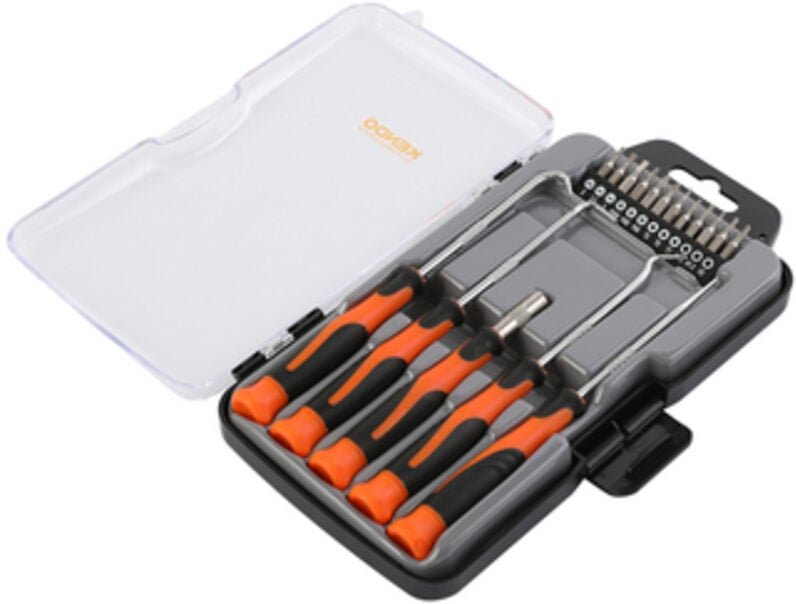 Set mit 17 Präzisionsschraubendrehern und Haken