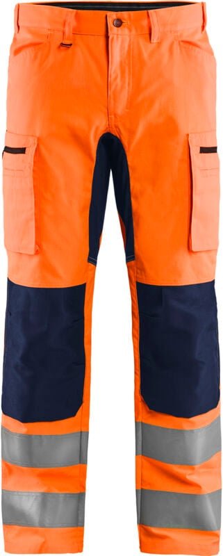 Thumbnail - Hochsichtbarer Stretch-Arbeitshose Handwerkskunst 1585 - Neonorange/Navy L - FR(46) - SE(C52) - Kurz