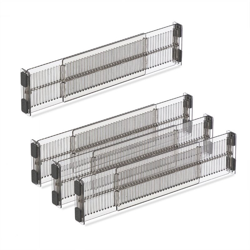Schubladentrenner, 16-tlg. Set, 8 Ladenteiler, Schubladenteiler flexibel zusammenstecken b: 28 cm, transparent - Relaxda...