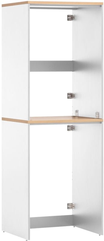 Lomadox - Waschmaschinenumbau doppelt für Waschmaschine und Trockner in weiß matt mit Eiche STOBY-80