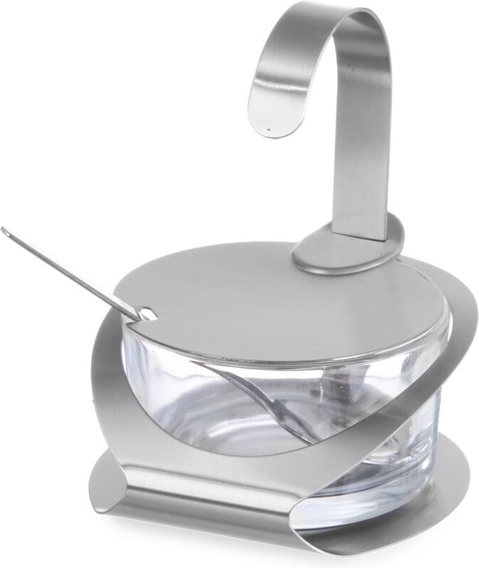 Zuckerdose mit Löffel aus Glas und Edelstahl, Durchmesser 130 mm, Höhe 90 mm - Hendi 465370