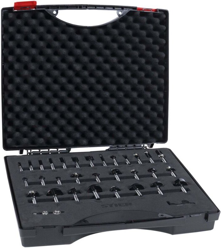 Fräsersortiment 30-teilig 8 mm im Kunststoff-Koffer - Stier