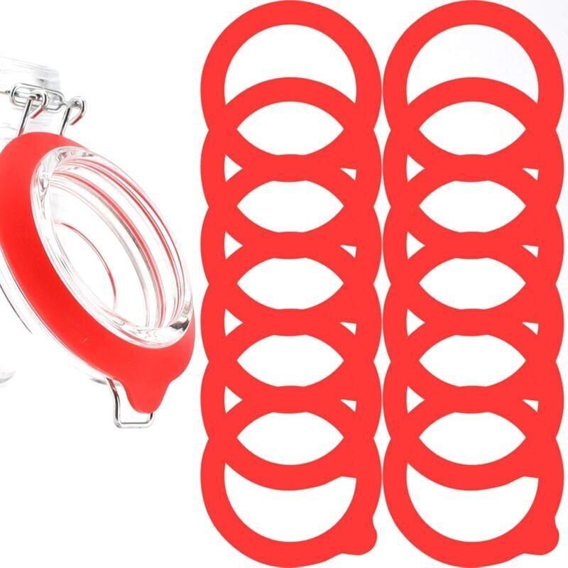 Thumbnail - 12 Stück Silikon-Glasdichtungen als Ersatz, luftdichte Silikon-Dichtungsringe für Einmachglasdeckel, Weithalsgläser (rot...
