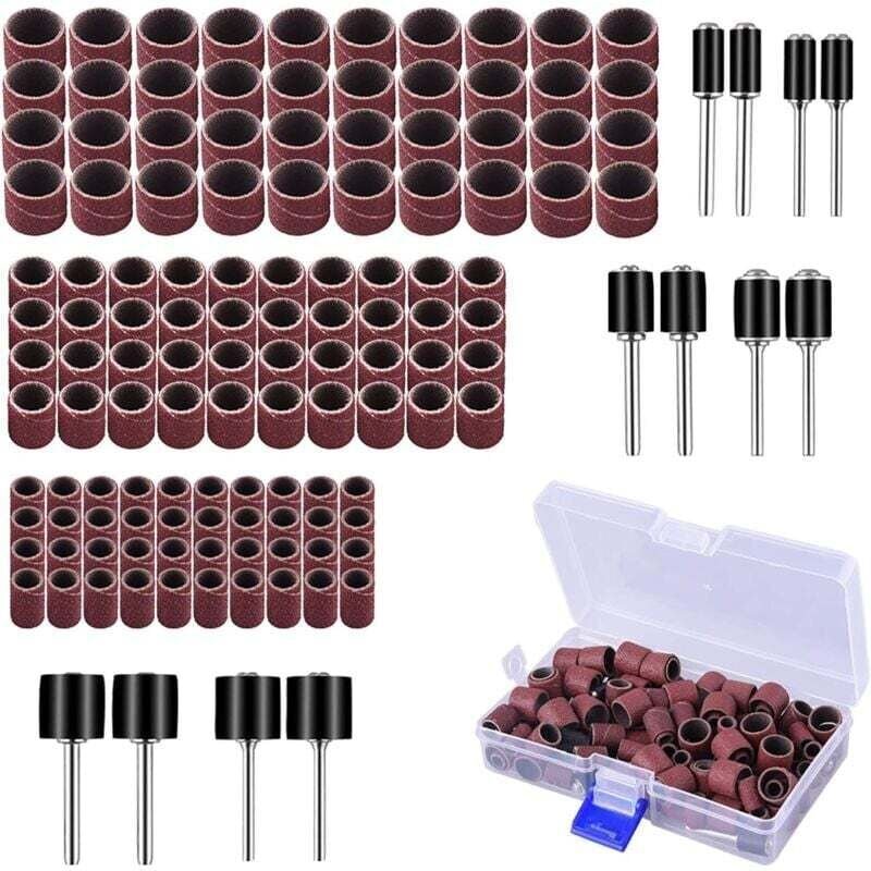 Thumbnail - YMYNY 132-teiliges Schleiftrommel-Set mit Gratis-Box, einschließlich 120 Schleifbändern und 12 Trommeldornen für Dremel-...