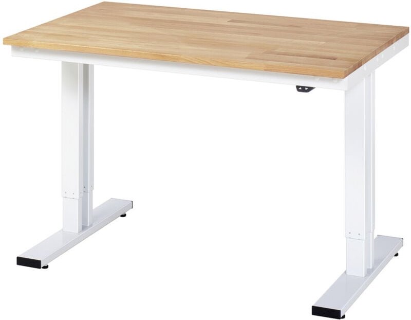 Werktisch adlatus 300 elektrisch höhenverstellbar Buche-Massiv-Platte 1250 mm x 800 mm - RAU