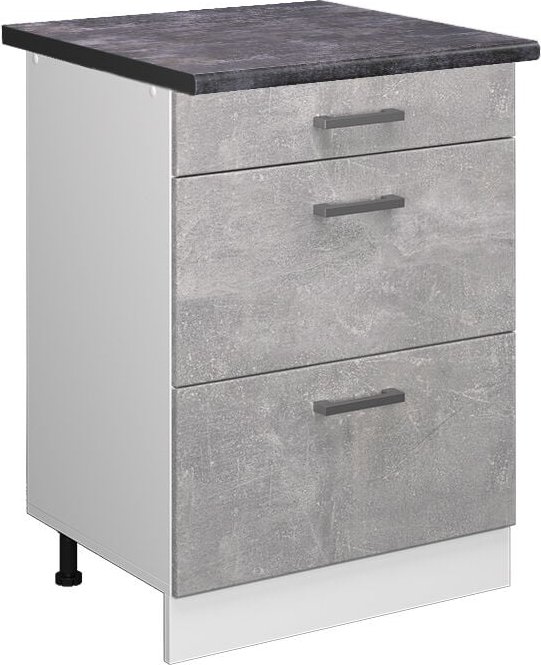 Thumbnail - Vicco - Küchenunterschrank R-Line, Beton, 60 cm mit Schubladen, ap Anthrazit