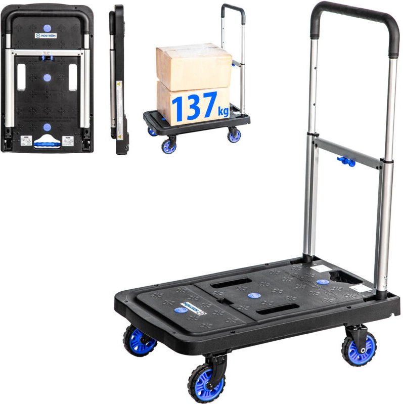 Rollwagen, Zusammenklappbarer Aufbewahrungswagen, Umzug, Materialtransport, Teleskopgriff, Max. Tragfähigkeit 137kg, 5 J...