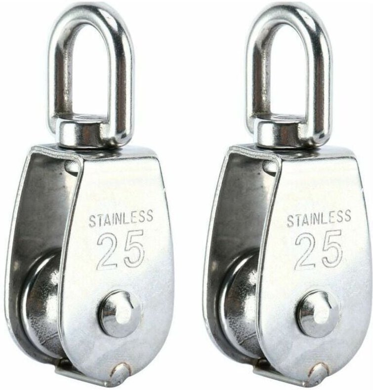 Thumbnail - Heberolle, Einzelrolle aus Edelstahl 304, M25 Einzelrolle, Tragfähigkeit 150 kg, 2er-Set - Shining House