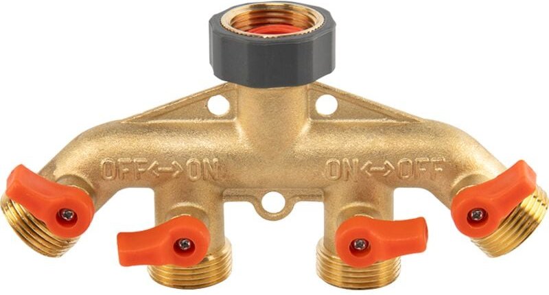 4-Wege-Ventil de Messing, Anschlüsse gz 3/4' x gw 3/4', Modell Brass Soft mit Einzelventilen, ideal für die Bewässerung,...
