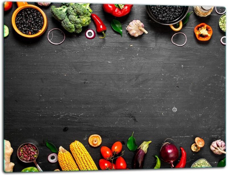 Glasschild Schneidebrett 52x40 Küche