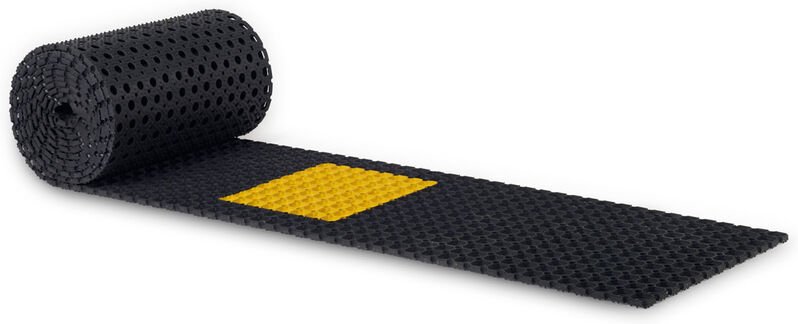 Gummi-Ringmatte mit gelben Markierungen - Social Distancing - 7,2 x 0,5 m