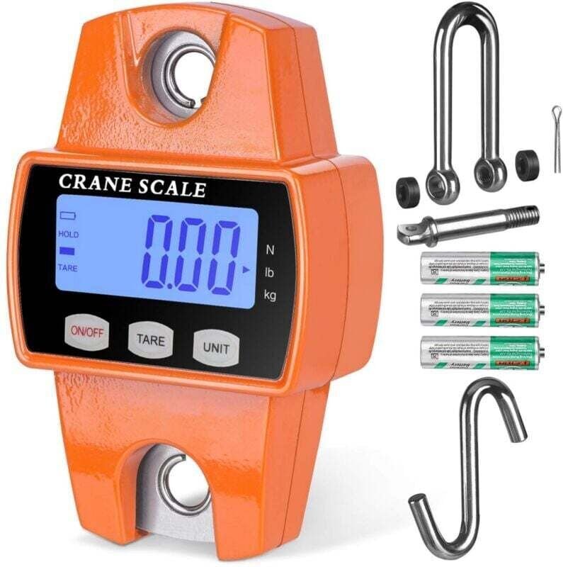 Orange, tragbare digitale Hebewaage mit 300 kg, tragbare elektronische Waage mit Haken für die Jagd auf dem Bauernhof, A...