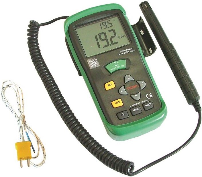 Digitales Thermo-Hygrometer mit 2m Mikrofon-Außensonde und 90cm Typ k Sonde, Display-Beleuchtungstaste - Idrhaus