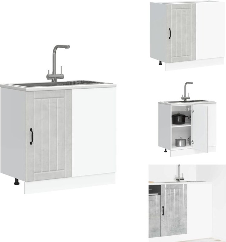 Spülenunterschrank Lucca Betongrau Holzwerkstoff - Spülenunterschrank - Spülenunterschränke - Küchenunterschrank - Unter...