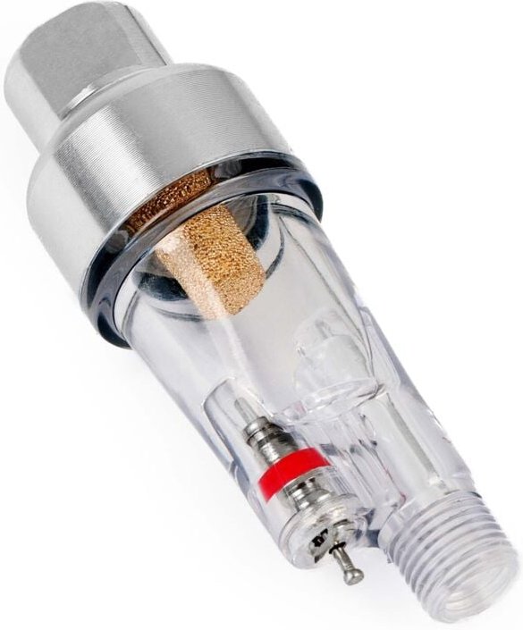 Wiltec - Mini Luftfilter mit Wasserabscheider für Airbrush Kompressor, mit 2x 9,51mm (1/8') Gewinde, Zubehör, für Modell...