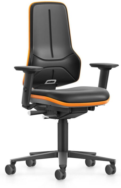 bimos Arbeitsstuhl XXL orange mit Rollen Kunstleder mit Armlehnen