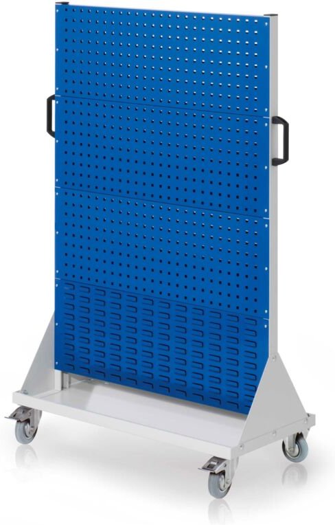 Kappes RasterMobil® mobiler Arbeitsplatzschrank Größe 4 1580x1000x500mm 6x Lochplatte 2x Schiltzplatte enzianblau