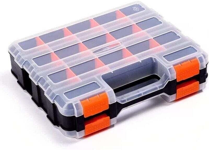 Doppelseitige Werkzeug-Aufbewahrungsbox mit herausnehmbarer Kunststoff-Trennwand, Organizer-Box, ideal für Schrauben, Mu...