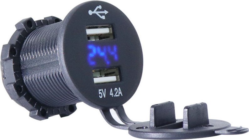 Kabel, Adapter und Steckdosen – wasserdichtes 5 V 4,2 A 2 USB-Anschlüsse Auto-Motorrad-Ladegerät, blau, rot, grün, 12 V,...
