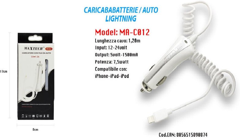 Trade Shop Traesio - Trade Shop - USB-Autoladegerät Smartphone-Ladegerät Ladekabel 5V-1000MA Apple -