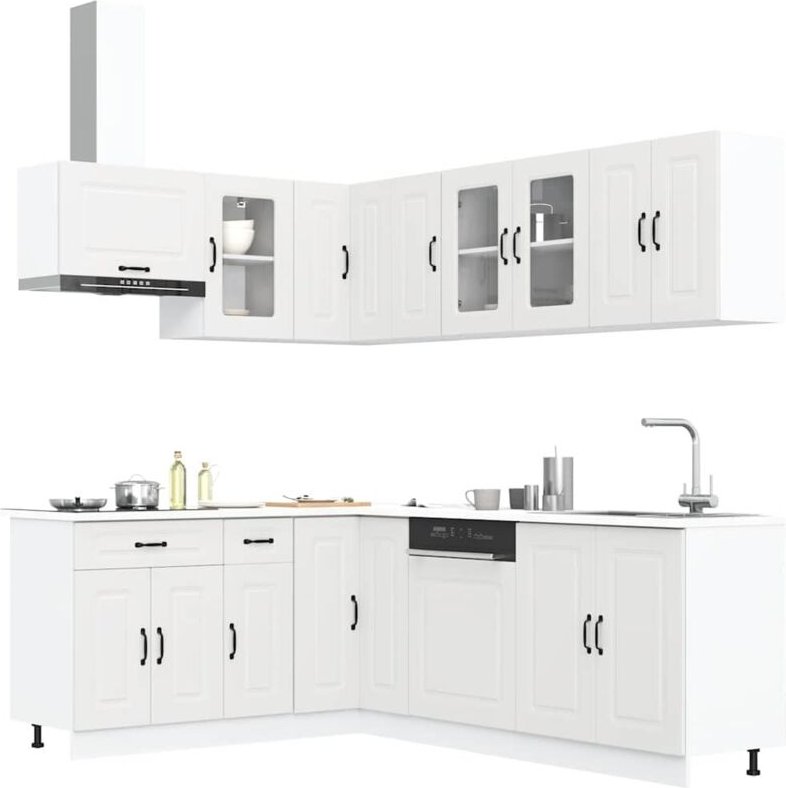 11-tlg. Küchenschrank-Set Kalmar Weiß Holzwerkstoff Vidaxl