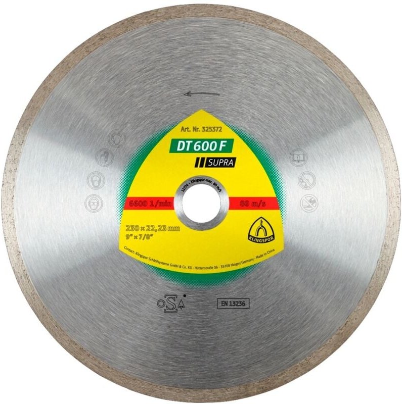 Klingspor DT 600 F Diamanttrennscheiben, 115 x 1,6 x 22,23 mm 1,6 x 7 mm, geschlossener Rand