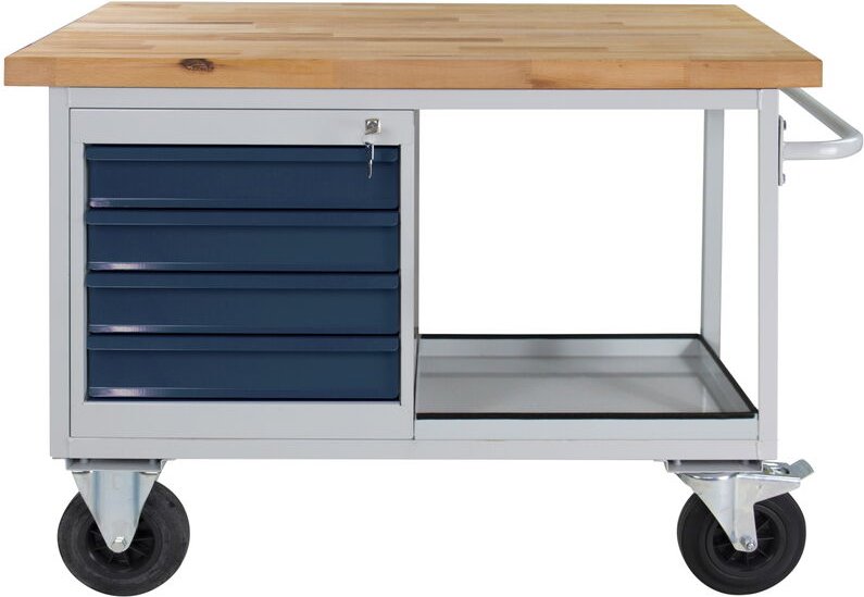 Tischwagen Etagenwagen Eko 4 sl 1 Ablage B1300xT600xH827mm RAL7035/7016 - ADB