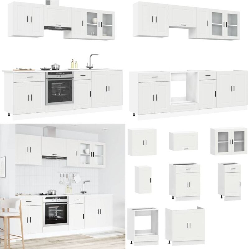 vidaXL 8-tlg. Küchenschrank-Set Kalmar Weiß Holzwerkstoff
