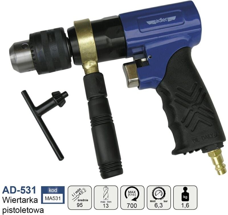Thumbnail - Adler Pneumatische Bohrmaschine de gun AD-531, tool de hohe Leistung Bohren, ergonomisches Design, hohe Festigkeit, pneu...