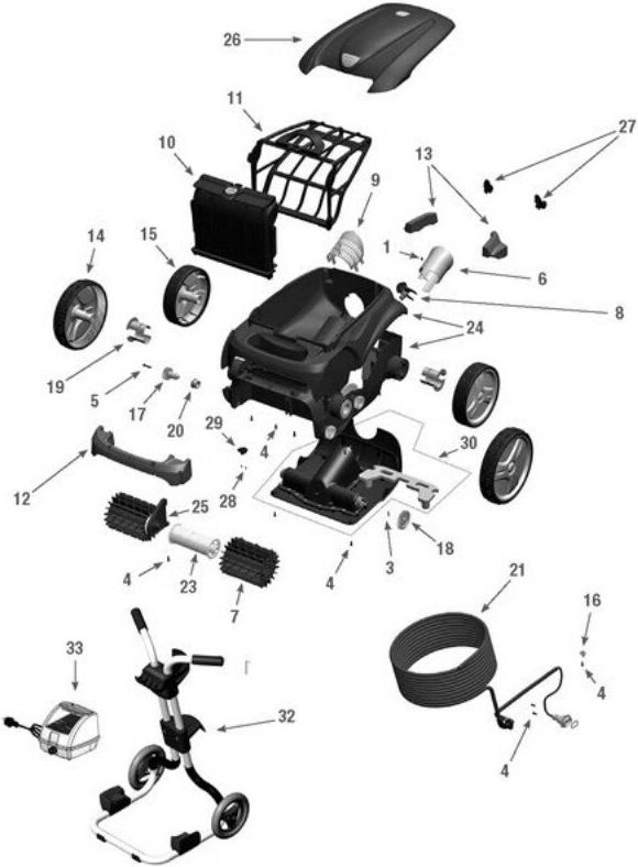 Zodiac - Vortex 3 Ersatzteil Rad vorne (Fliesen)