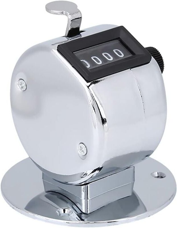 Handzählzähler aus Metall, 4-stelliger Handzählzähler, mechanischer Zähler zählt bis zu 9999, digitaler Mini-Gürtelclip-...