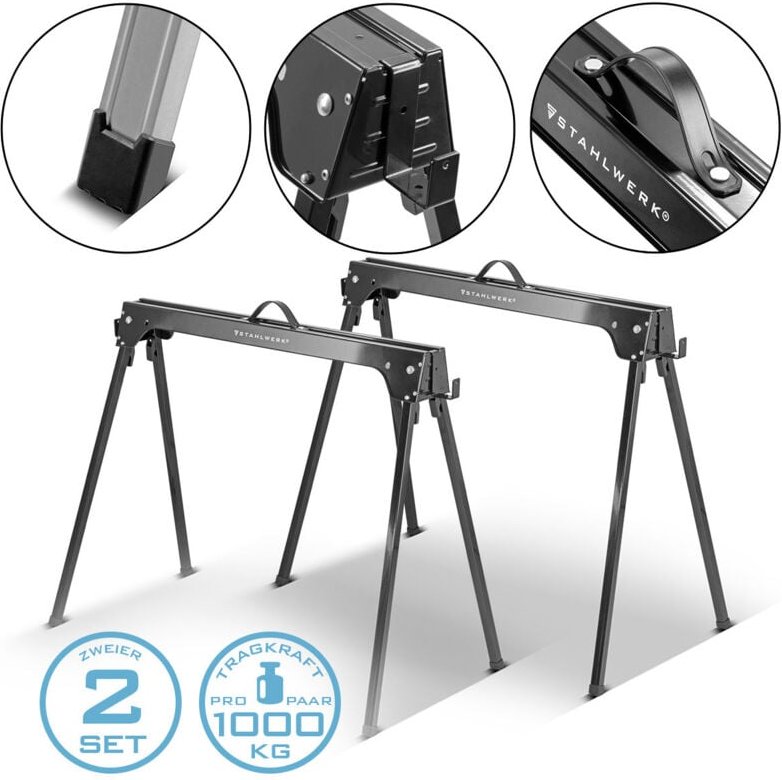 Sägebock 2er Set 500 kg Universal Arbeitsbock Klappbock Gerüstbock - Stahlwerk