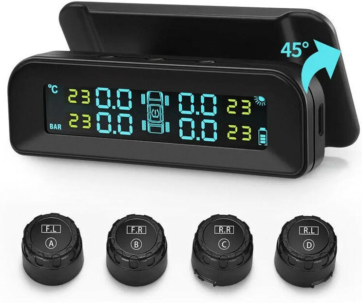 Thumbnail - Universeller Solar-Reifendruckmonitor TPMS C260, kabellos, Echtzeit-Reifendrucktester für Autos mit LCD-Display und 4 ex...
