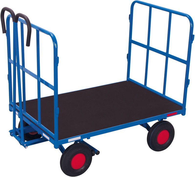 VARIOfit Handpritschenwagen mit 2 Rohrgitterwänden und Luftbereifung 940x700mm
