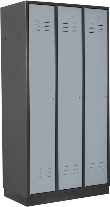 Umkleideschrank / Spind 3-türig, ral 7016/7001, Anthrazit/grau, 178x89x50cm - ADB