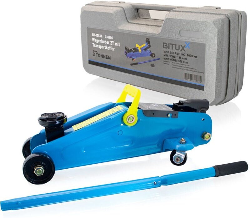 Hydraulischer Rangierwagenheber 2T flach Wagenheber hydraulisch 2 Tonnen Hubhöhe von 13,5 cm bis 33,5 cm inkl. Gummiaufl...