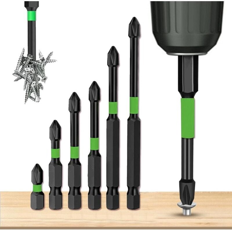 Ersandy - Rutschfester magnetischer Schraubendreher-Bit-Satz aus S2-Stahl mit Kreuzschlitz und rutschfestem Schraubenaus...