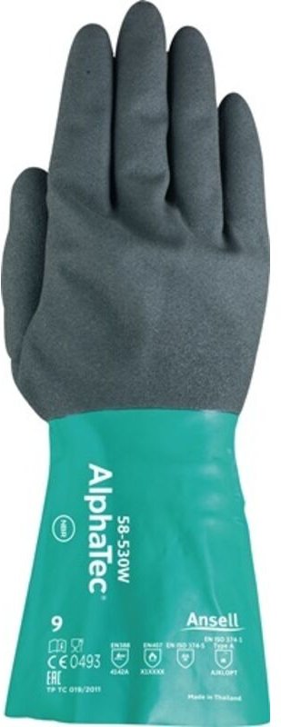 Ansell - Chemiehandschuh Alpha-Tec 58-530W Gr.10 grün/grau en 388,EN 374,EN 1149 Kat.III
