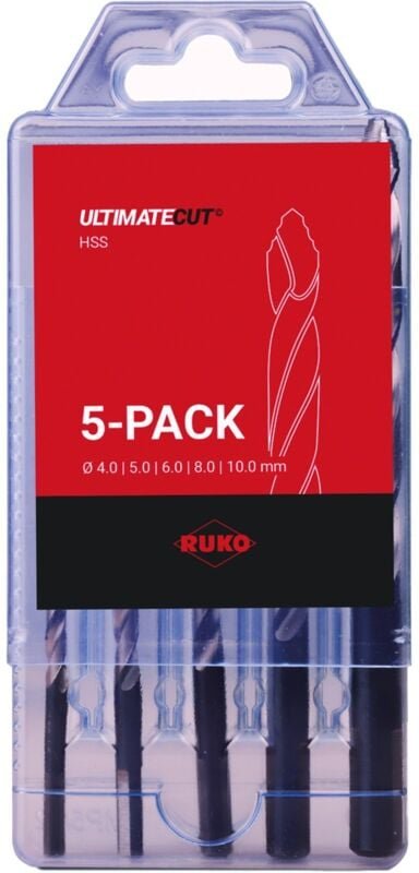 Ultimatecut Spiralbohrer-Satz din 338 Typ flowstep® hss - 5-tlg. in Kunststoffbox - 259205RO - Ruko