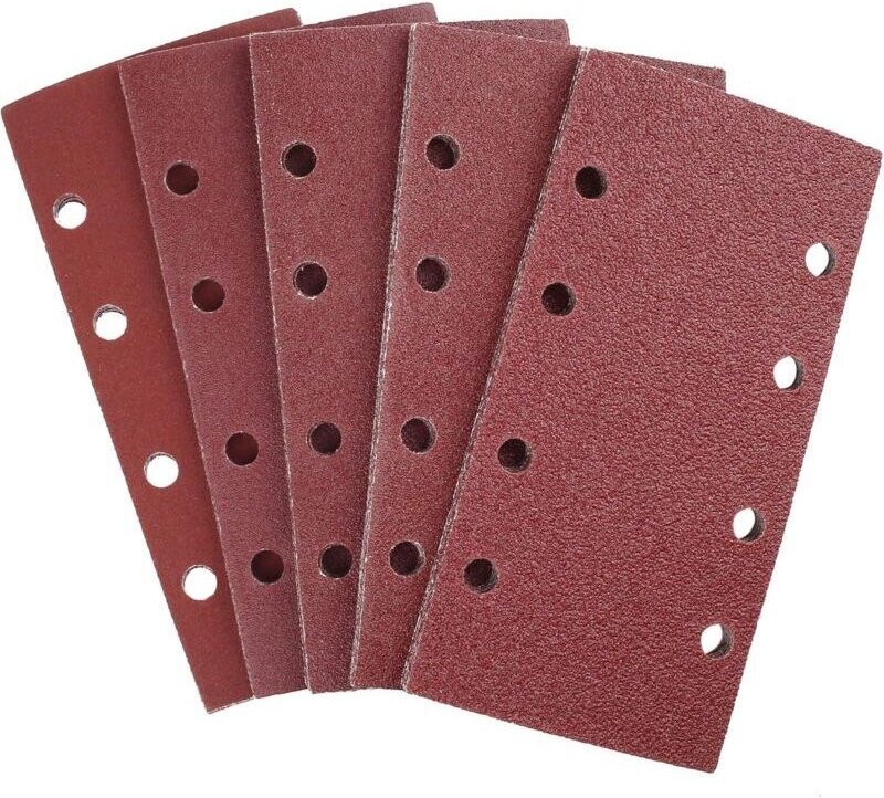 25 fogli abrasivi per levigatrice orbitale 93 x 185 mm, 8 fori, carta vetrata rettangolare grana 40/60/80/120/240, ossid...
