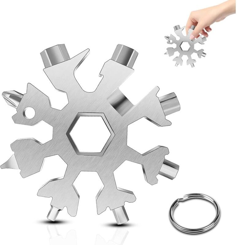 Beijiyi - Schneeflocken-Werkzeug, 18-in-1-Multifunktionswerkzeug aus Edelstahl, für tägliche Reisen, Camping, Abenteuer,...