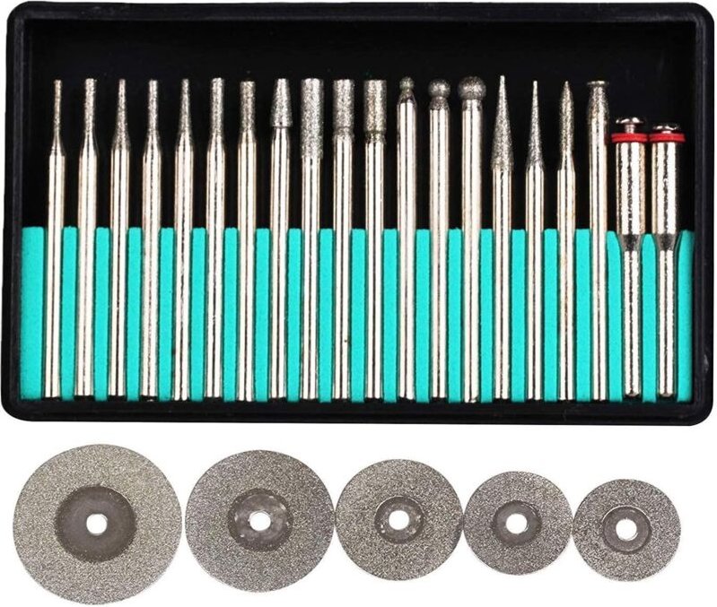 Mini-Diamant-Trennscheibe, Diamant-Fräser-Set, Diamant-Fräser-Sortiment, Bohrspindel-Set für Dremel, Proxxon Multi-Tools...