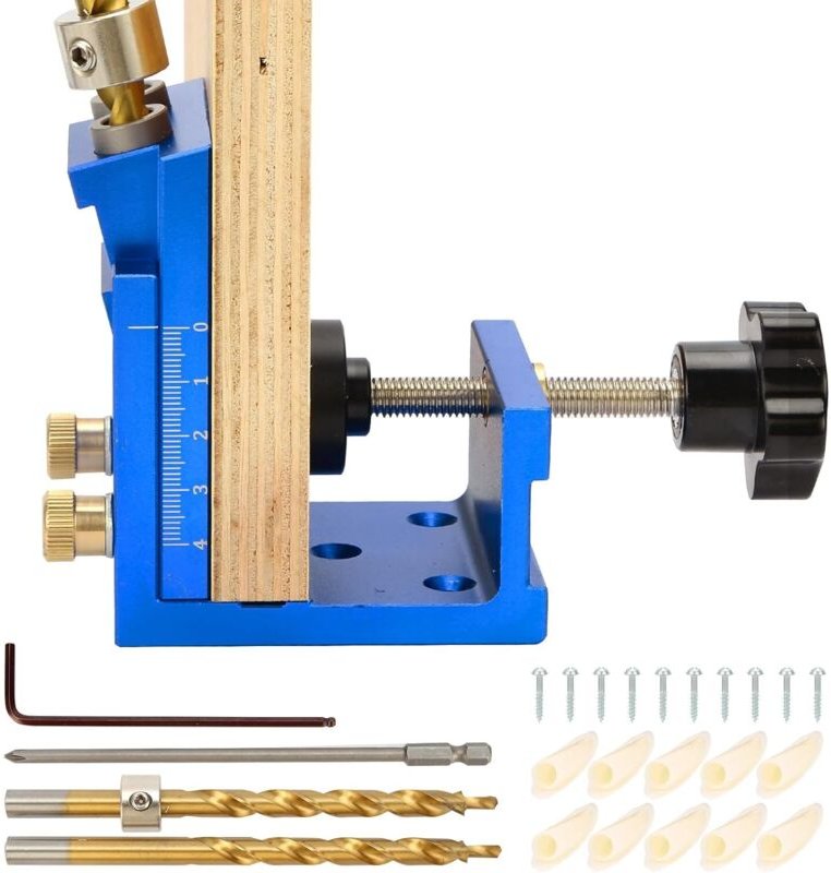 Taschenloch-Vorrichtungssatz, 15-Grad-Bohrvorrichtung für Metalltaschenschrauben, Taschendübelloch-Vorrichtungssystemsat...