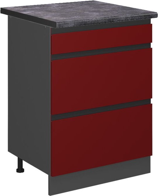 Thumbnail - Vicco - Küchenunterschrank R-Line, Rot, 60 cm mit Schubladen, ap Anthrazit