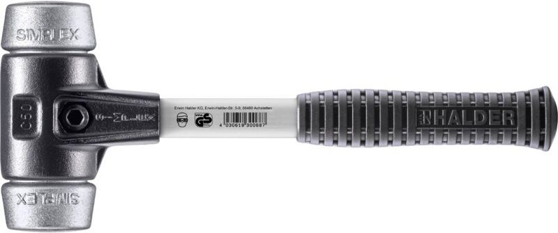 SIMPLEX-Schonhammer, Weichmetall mit verstärktem Tempergussgehäuse und Fiberglasstiel D=50 mm 3709.050