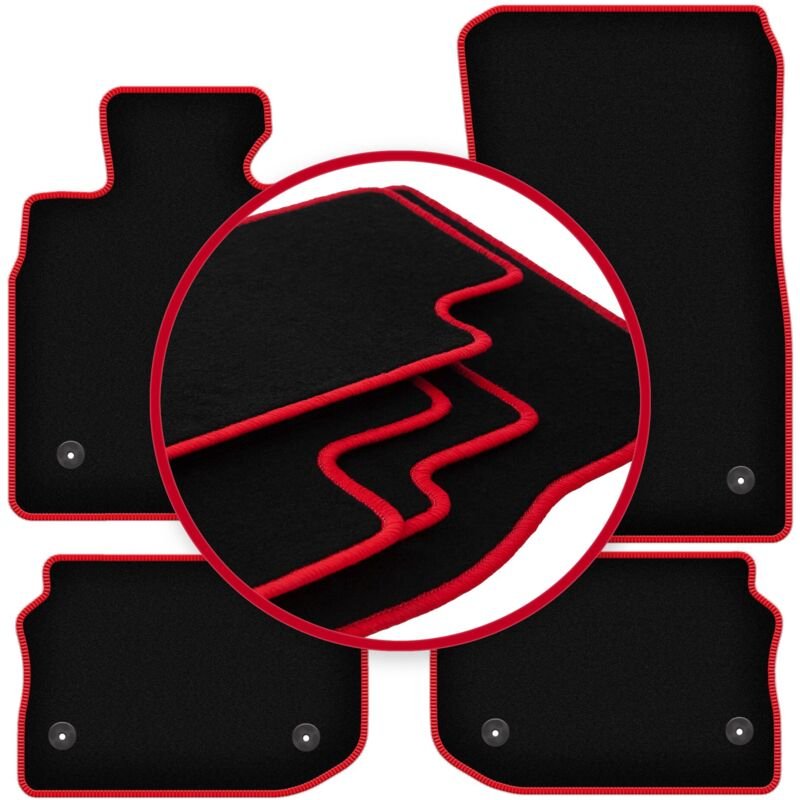 CARLUX-RED Auto-Fußmatten für: BMW 5 F10 Limousine (Klettverschluss) (2010-2013)