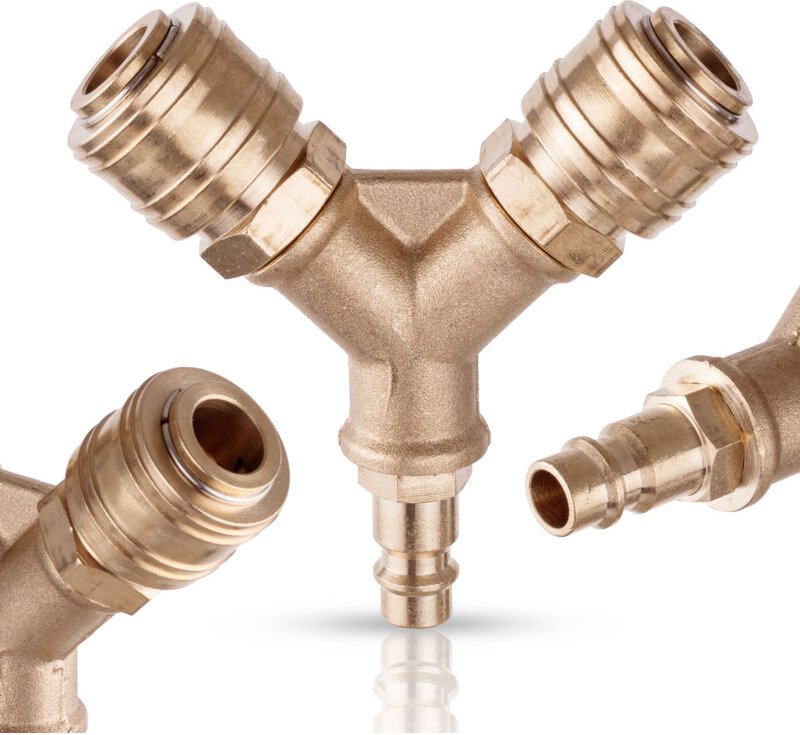 Pneumatischer Luftverteiler T-Stück Für Kompressor 1/4 2-Wege